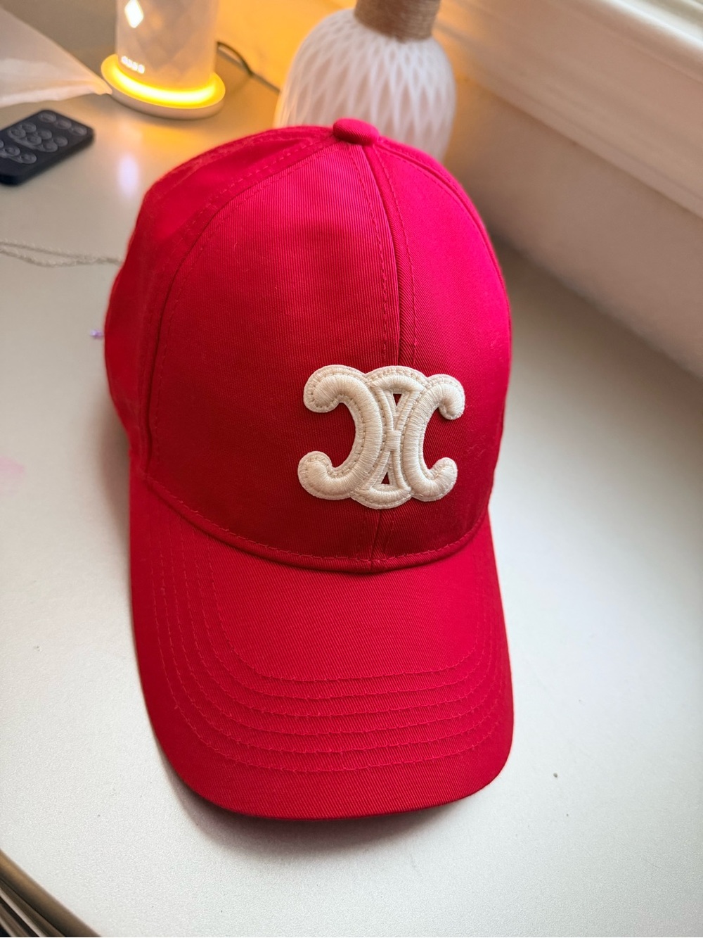 Celine Red Baseball Cap with Triomphe logo - Picture 3 of 8